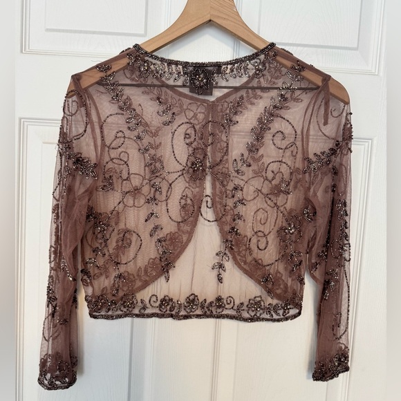 Pisarro Nights‎ Beaded Bolero Shrug Evening Jacket Size 12 NWT Mother of Bride - Picture 3 of 7